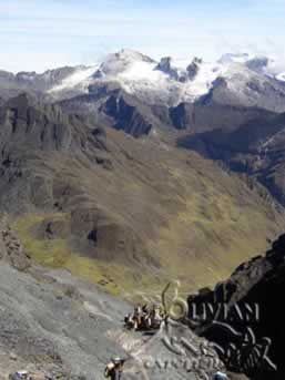 Choro Inca trail  at Apacheta Chucura pass