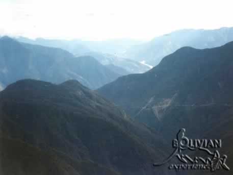 Road going down from Cumbre pass, Cordillera Real, La Paz, Bolivia