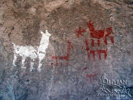 Detail of the rock paintings at Cala Cala, Oruro, Bolivia