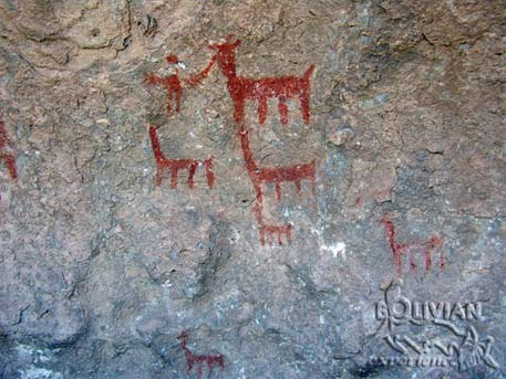 Detail of the rock paintings at Cala Cala, Oruro, Bolivia