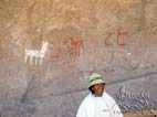 The local keeper at the Cala Cala rock paintings, Oruro, Bolivia