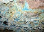 Cooperative Mines of Potosi - Cerro Rico - vain of bluish, probably copper based mineral, in one of the mine tunnels, Potosi, Bolivia