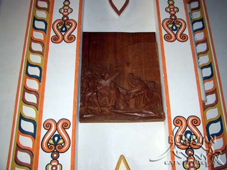 Wood carving inside the San Ignacio Jesuit Chruch, Chuiquitania, Santa Cruz, Bolivia