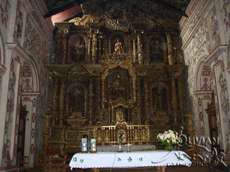 Goldplated altar in San Miguel Jesuit Church, Chiquitania, Santa Cruz, Bolivia