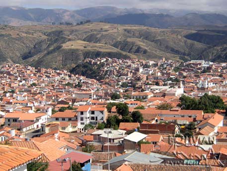 View of Sucre's roof tops from the Pedro Anzures Square, Sucre, Bolivia