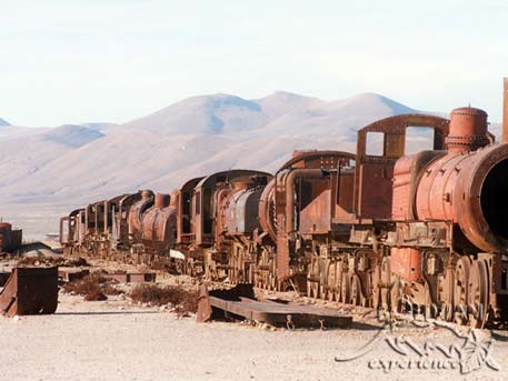 Train Cemetery in the middle of Altiplano, near Uyuni, La Paz, Bolivia