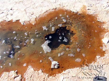 Ojos de Salar (Salar's Eyes) -  springs comming through the salt layers at de eastern edge of Salar de Uyuni, near town of Colchani, Bolivia