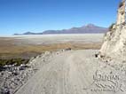 Volcano Tumupa (5250m - 17220f) as seen over the plains at the northern approaches to Salar the Uyuni, Potosi, Bolivia