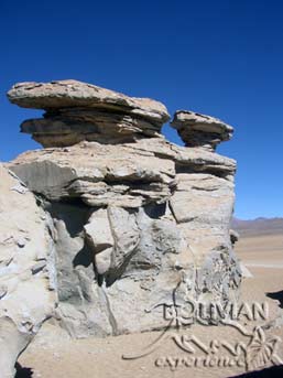 Strange volcanic rock formations in the vicinity of Arbol de Piedra (Stone Tree)  sculptured by the strong winds of Siloli (Dalí) Desert, Bolivia