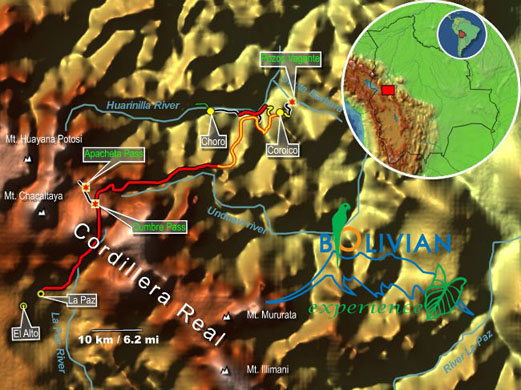Bolivian Experience tour Coroico  map