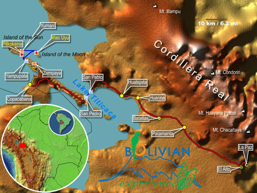 Bolivian Experience tour Lake Titicaca  map